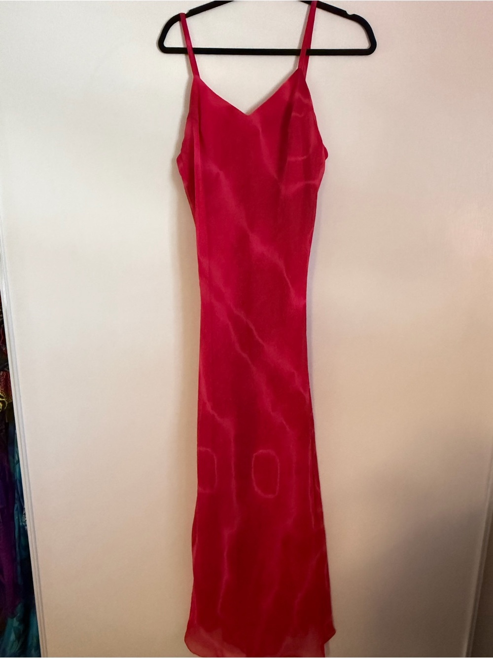 Hokus Pokus Vintage Fuchsia Satin Slip Maxi Dress